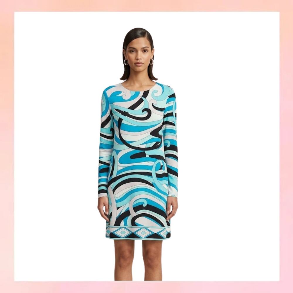 Michael Kors Blue Swirl Psychedelic Mod Mini Dress